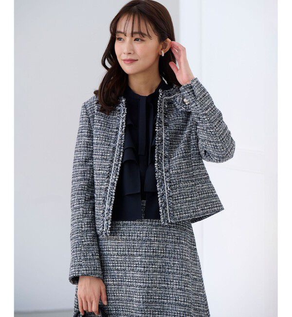 組曲「【KUMIKYOKU NAVY】ラメループモールツイード ジャケット」|ノーカラージャケット|