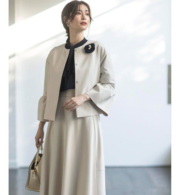 組曲「【KUMIKYOKU NAVY】コンフォータブルドレープ ジャケット」|ノーカラージャケット|