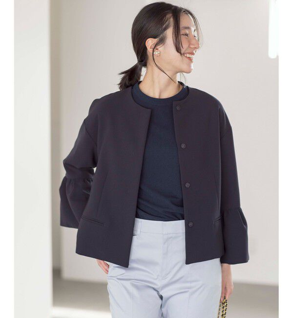 組曲「【KUMIKYOKU NAVY】コンフォータブルドレープ ジャケット」|ノーカラージャケット|