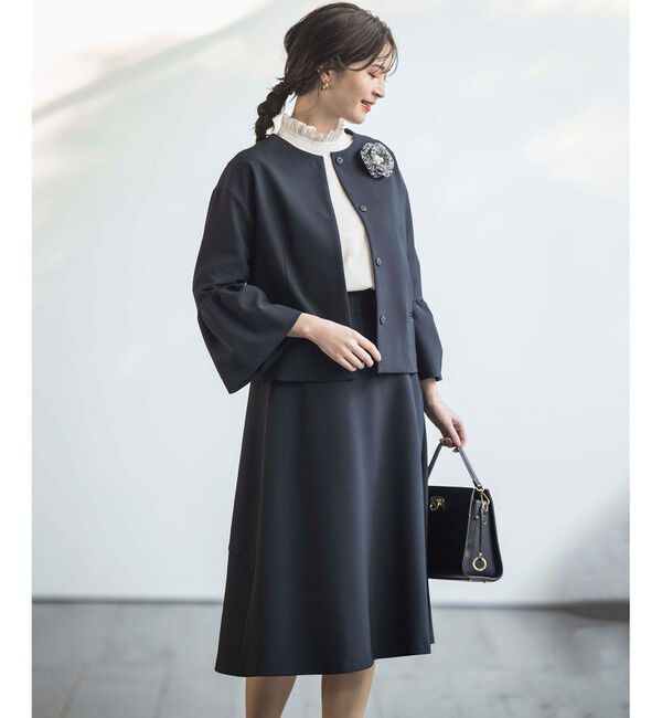 組曲「【KUMIKYOKU NAVY】コンフォータブルドレープ ジャケット」|ノーカラージャケット|