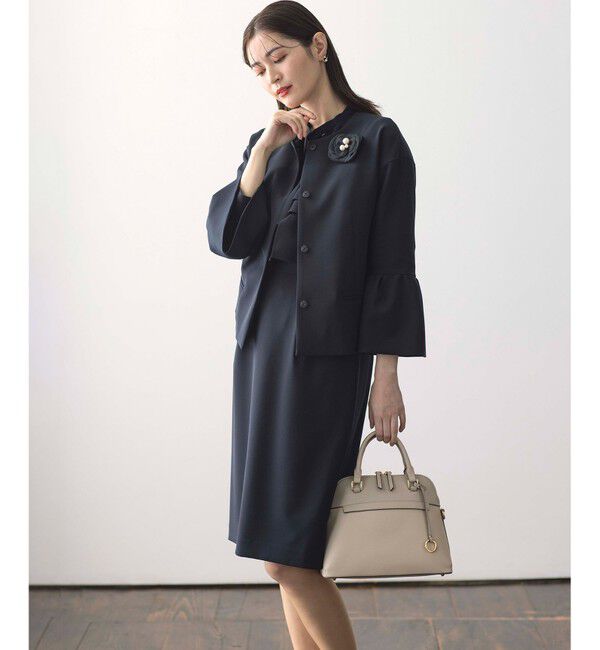 組曲「【KUMIKYOKU NAVY】コンフォータブルドレープ ジャケット」|ノーカラージャケット|