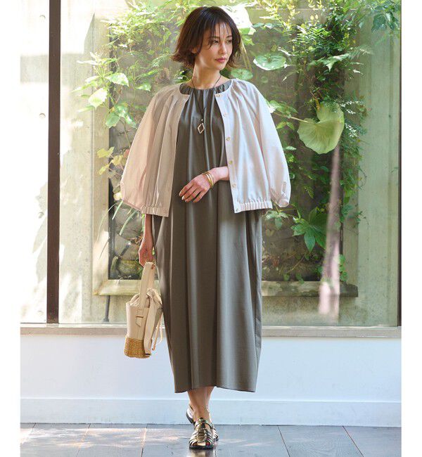 自由区「【洗える・XSサイズあり】シアーシャイニー ジャケット」|ノーカラージャケット|