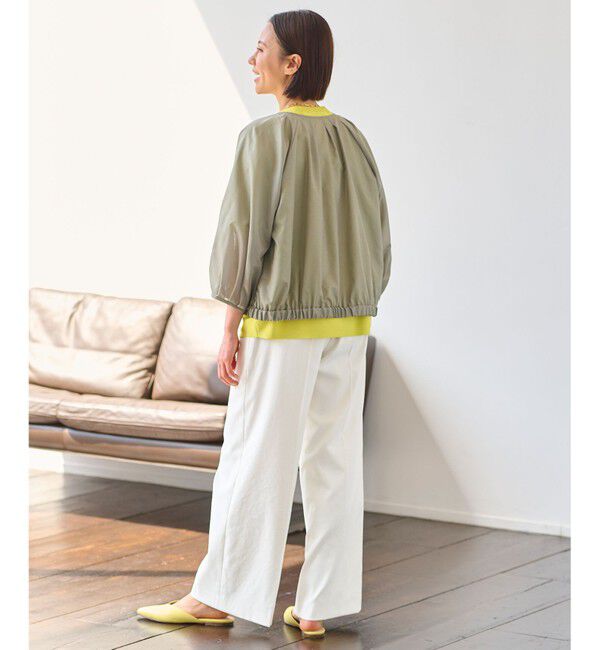 自由区「【洗える・XSサイズあり】シアーシャイニー ジャケット」|ノーカラージャケット|