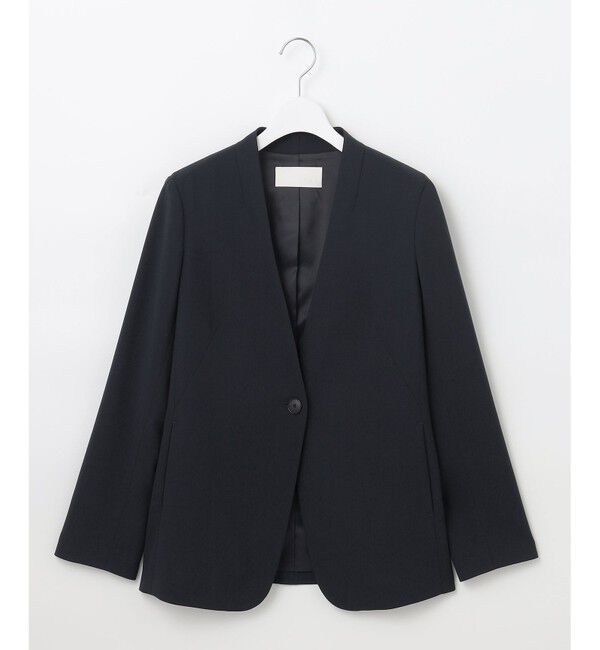 自由区「【セットアップ対応・洗える】ウールブレンドセットアップノーカラー ジャケット」|ノーカラージャケット|