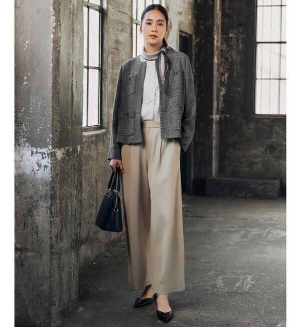 自由区「【洗える】ライトカラミノーカラー ジャケット」|ノーカラージャケット|