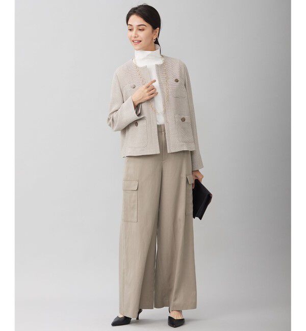 自由区「【洗える】ライトカラミノーカラー ジャケット」|ノーカラージャケット|