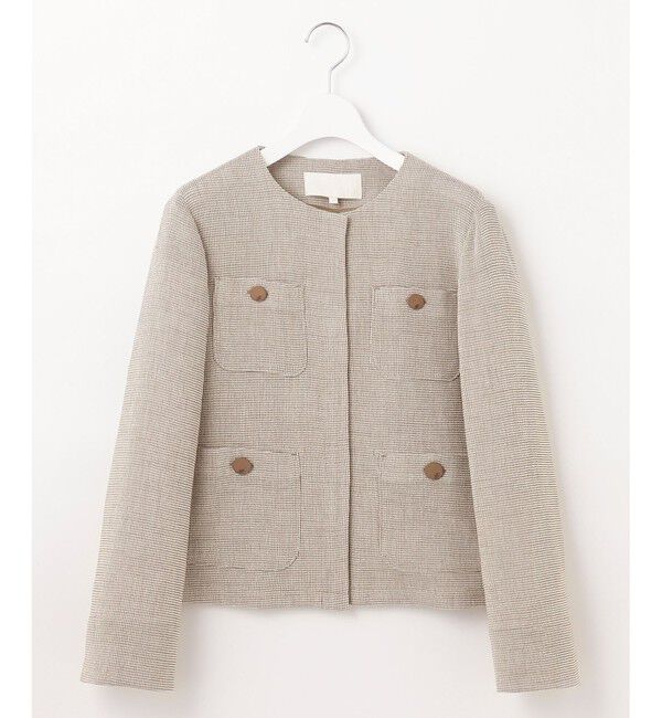 自由区「【洗える】ライトカラミノーカラー ジャケット」|ノーカラージャケット|