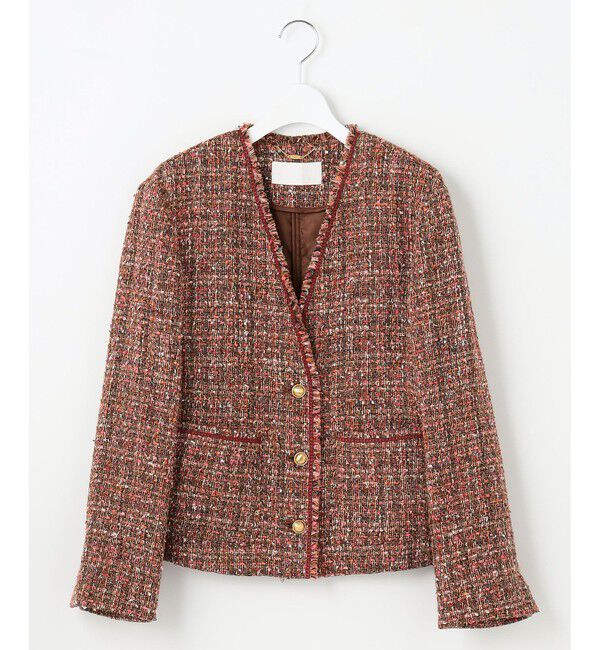 自由区「ラメノットファンシーツイード ジャケット」|ノーカラージャケット|