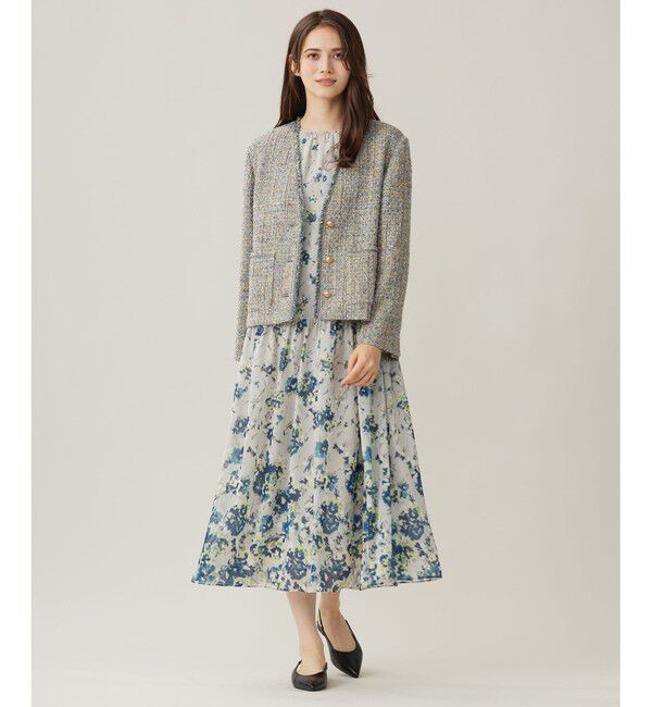 自由区「ラメノットファンシーツイード ジャケット」|ノーカラージャケット|