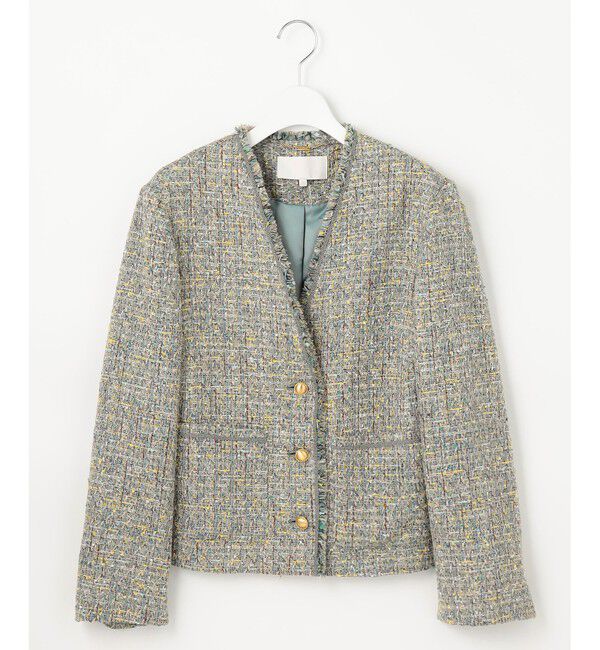 自由区「ラメノットファンシーツイード ジャケット」|ノーカラージャケット|