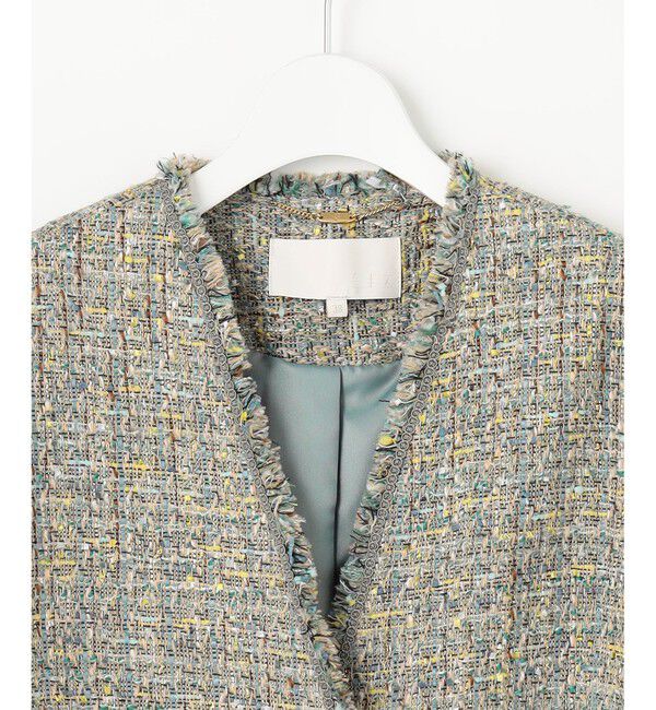 自由区「ラメノットファンシーツイード ジャケット」|ノーカラージャケット|