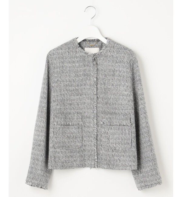 自由区「【セットアップ対応・洗える】ライトミックスツイード ジャケット」|ノーカラージャケット|