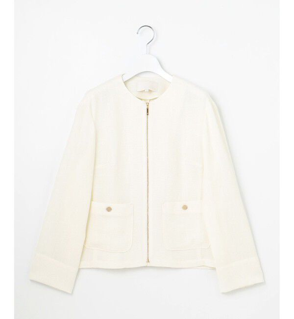 自由区「【洗える】ライトカラミノーカラー ジャケット」|ノーカラージャケット|