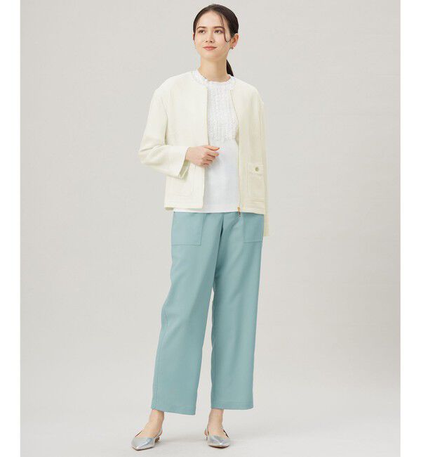 自由区「【洗える】ライトカラミノーカラー ジャケット」|ノーカラージャケット|