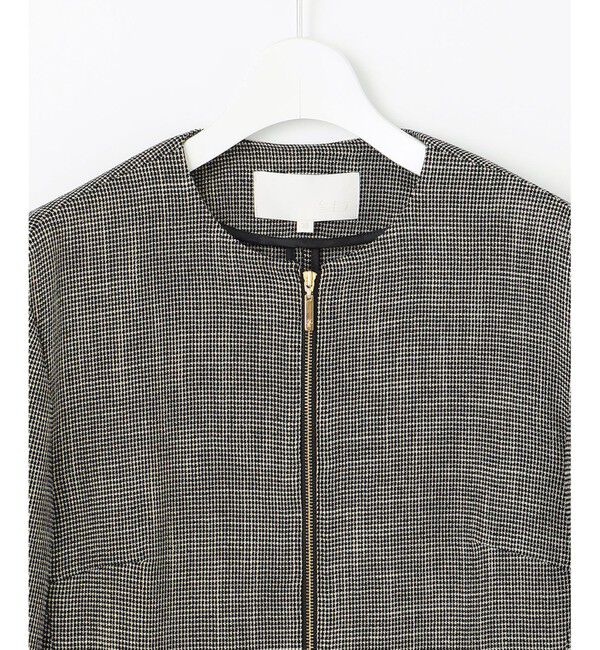 自由区「【洗える】ライトカラミノーカラー ジャケット」|ノーカラージャケット|