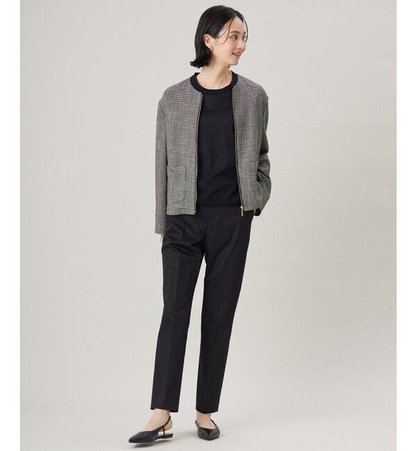 自由区「【洗える】ライトカラミノーカラー ジャケット」|ノーカラージャケット|