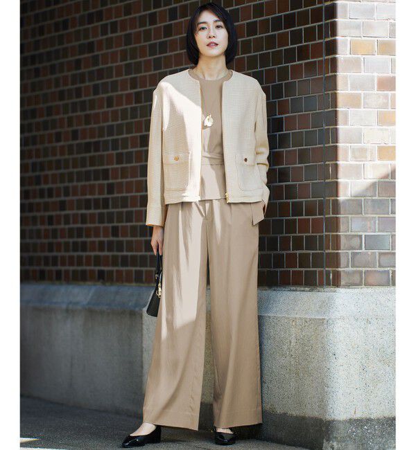 自由区「【洗える】ライトカラミノーカラー ジャケット」|ノーカラージャケット|