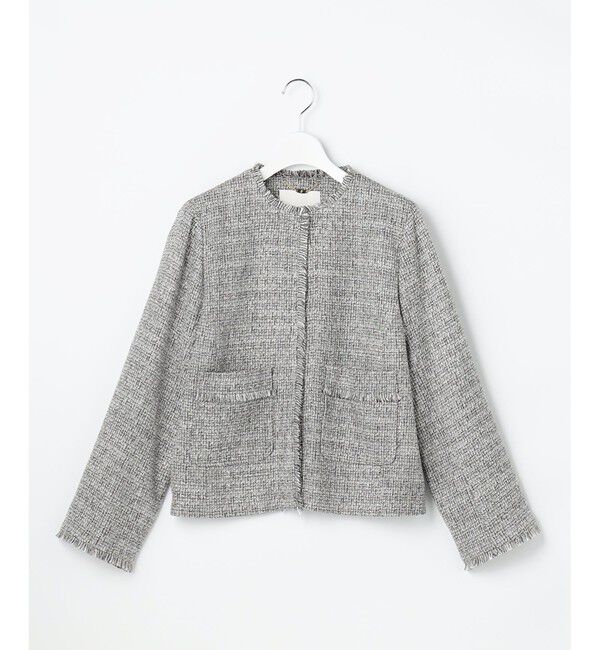 自由区「【カタログ掲載】ライトミックスツイード ジャケット」|ノーカラージャケット|