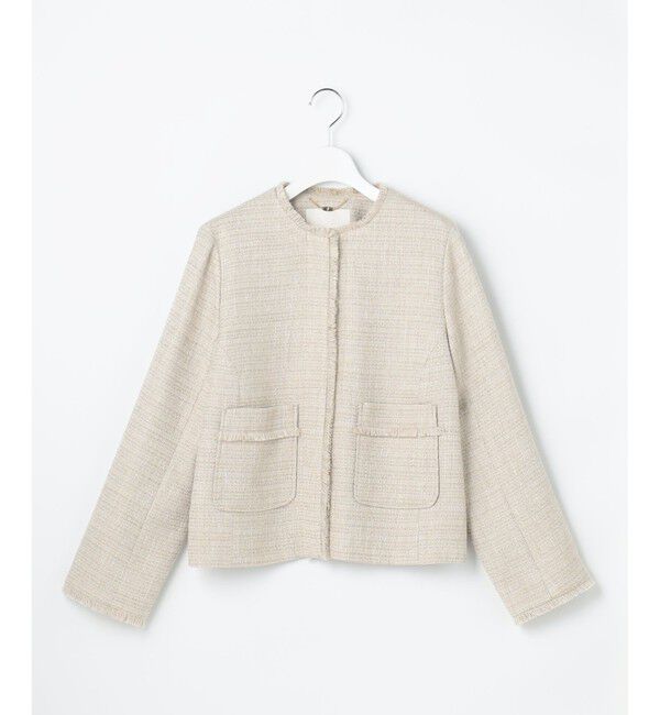 自由区「【カタログ掲載】ライトミックスツイード ジャケット」|ノーカラージャケット|