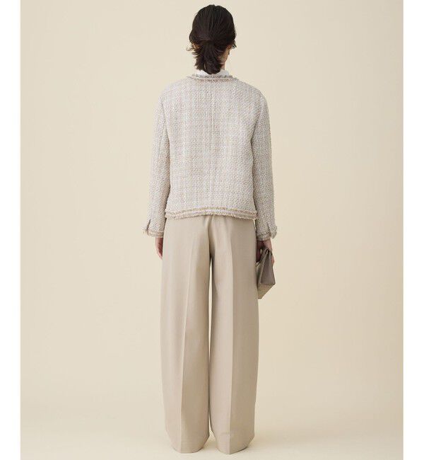 自由区「ファンシーノットツイードノーカラー ジャケット」|ノーカラージャケット|