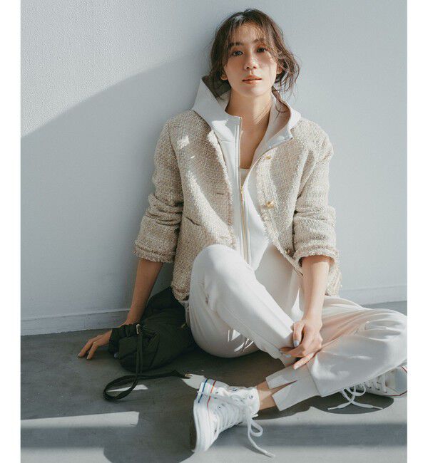 自由区「ファンシーノットツイードノーカラー ジャケット」|ノーカラージャケット|