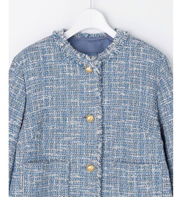 自由区「ファンシーノットツイードノーカラー ジャケット」|ノーカラージャケット|