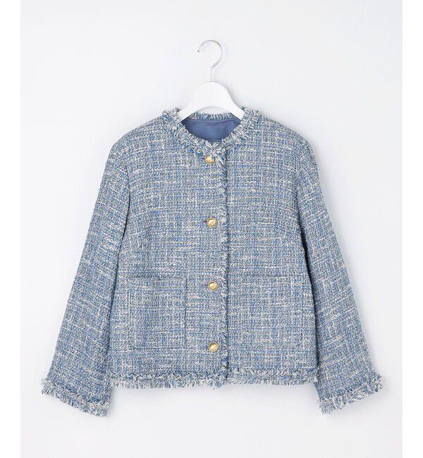 自由区「ファンシーノットツイードノーカラー ジャケット」|ノーカラージャケット|