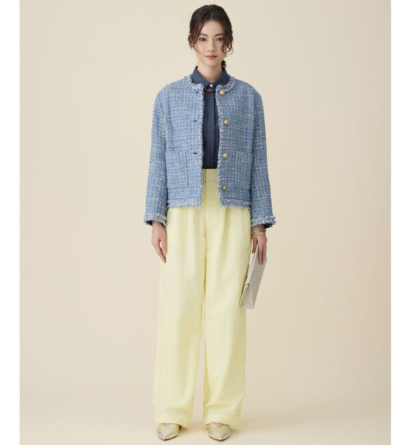 自由区「ファンシーノットツイードノーカラー ジャケット」|ノーカラージャケット|