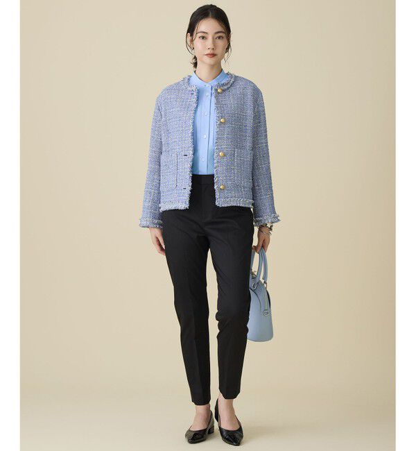 自由区「ファンシーノットツイードノーカラー ジャケット」|ノーカラージャケット|