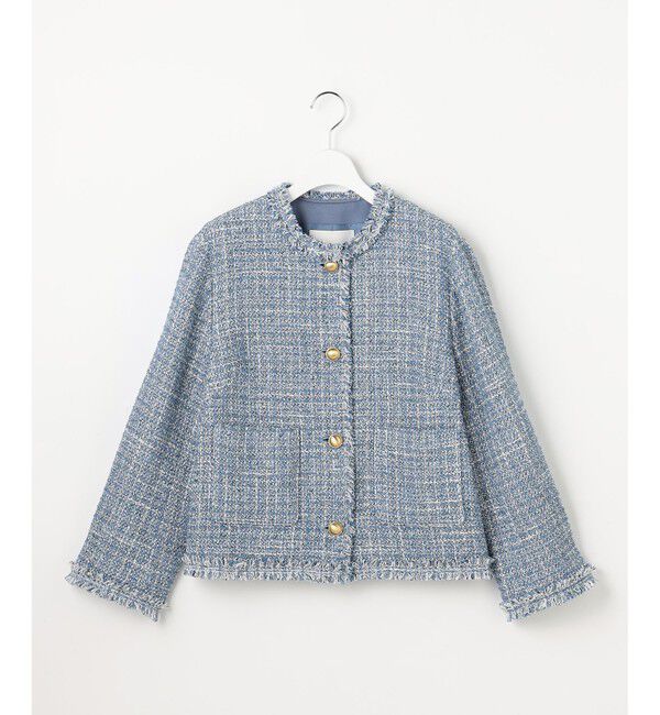 自由区「ファンシーノットツイードノーカラー ジャケット」|ノーカラージャケット|