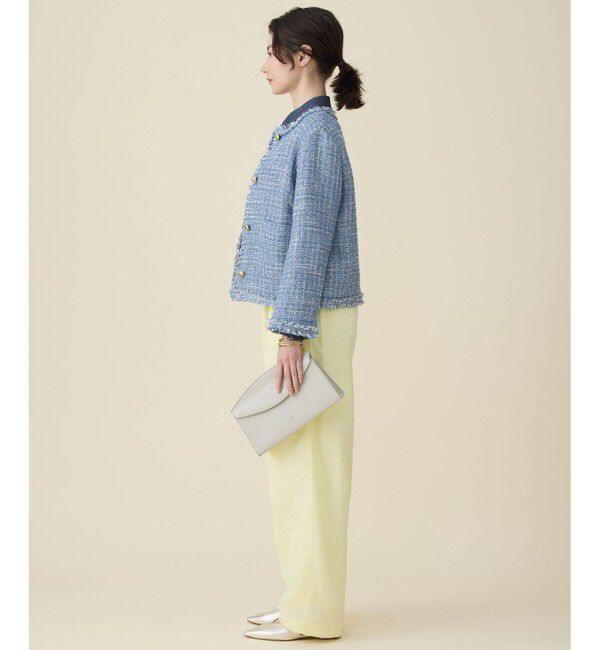 自由区「ファンシーノットツイードノーカラー ジャケット」|ノーカラージャケット|