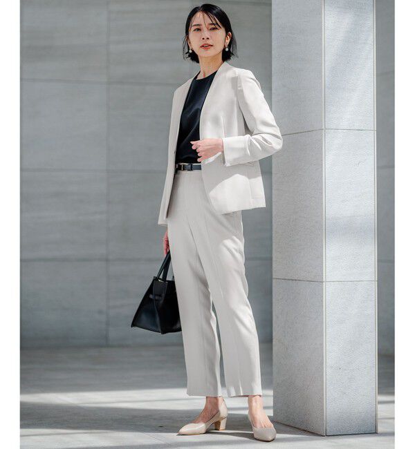 23区「【セットアップ対応/洗える】ドライツイル ノーカラー ジャケット」|ノーカラージャケット|