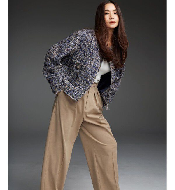 23区「【滝沢眞規子さん着用】GIOLICA ボタン ツイード ジャケット」|ノーカラージャケット|