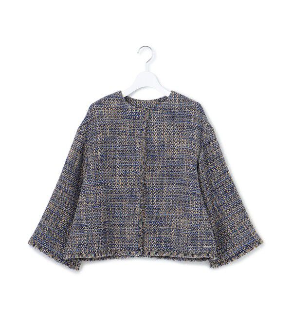 23区「GIOLICA ノーカラー ツイード ジャケット」|ノーカラージャケット|