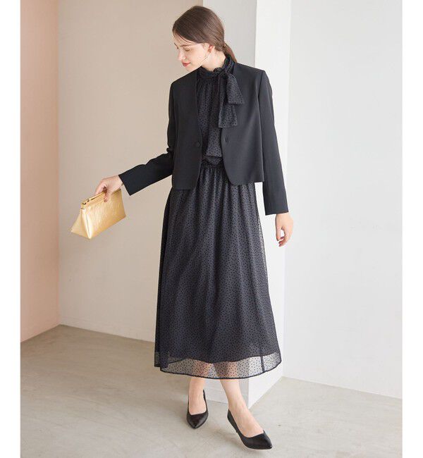 23区「【APPLAUDIR】クリアジョーゼット 3WAYコンパクトジャケット」|ノーカラージャケット|