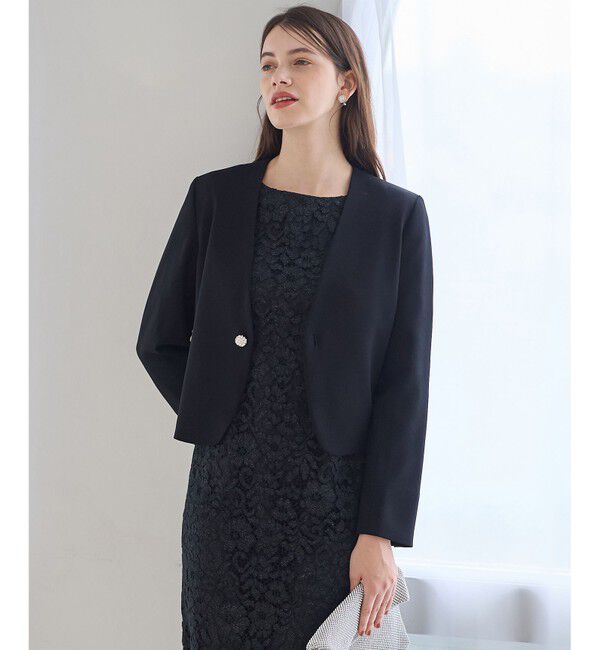 23区「【APPLAUDIR】クリアジョーゼット 3WAYコンパクトジャケット」|ノーカラージャケット|