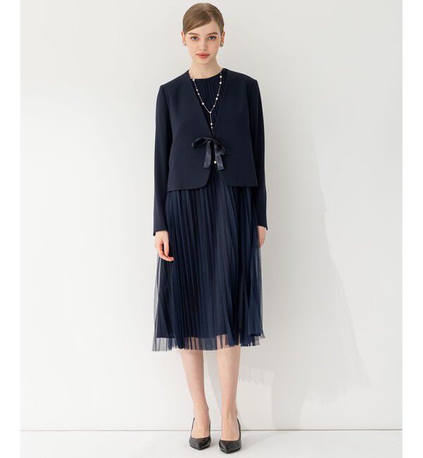 23区「【APPLAUDIR】クリアジョーゼット 3WAYコンパクトジャケット」|ノーカラージャケット|