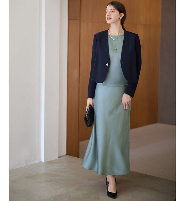 23区「【APPLAUDIR】クリアジョーゼット 3WAYコンパクトジャケット」|ノーカラージャケット|