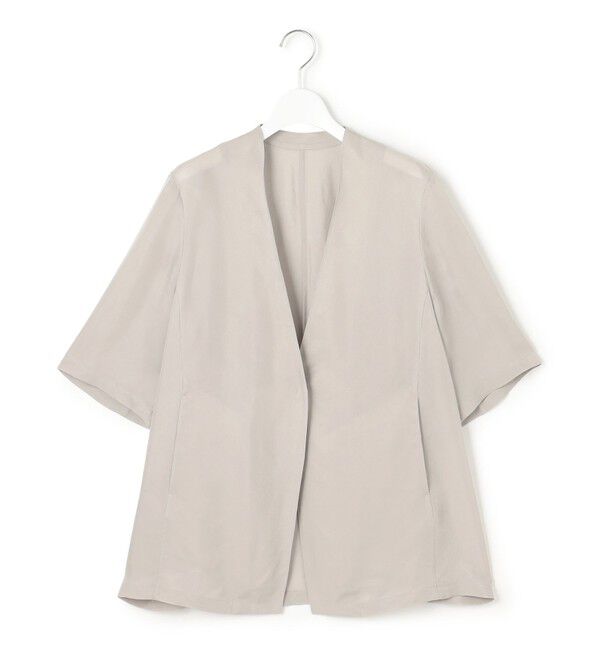 23区「【接触冷感性/洗える】フィブリルツイル ハーフスリーブ ジャケット」|ノーカラージャケット|