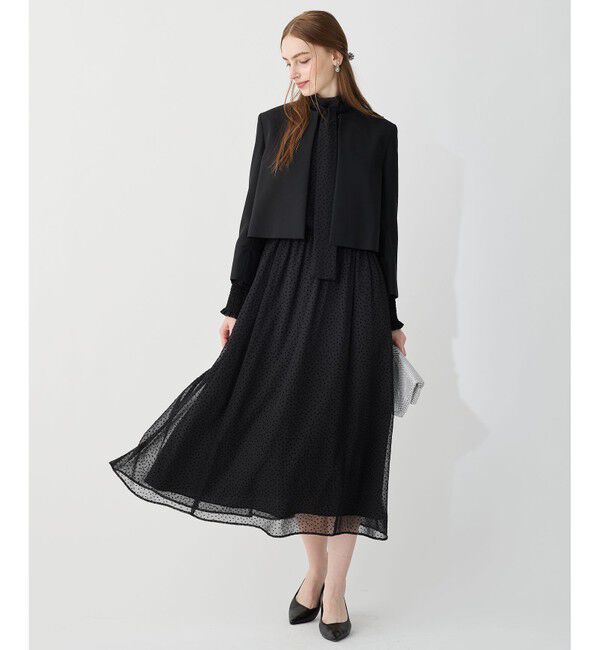 23区「【APPLAUDIR】バックサテンジョーゼット ジャケット」|ノーカラージャケット|