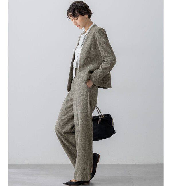 23区「【洗える】ウールライクカルゼ ノーカラー ジャケット」|ノーカラージャケット|