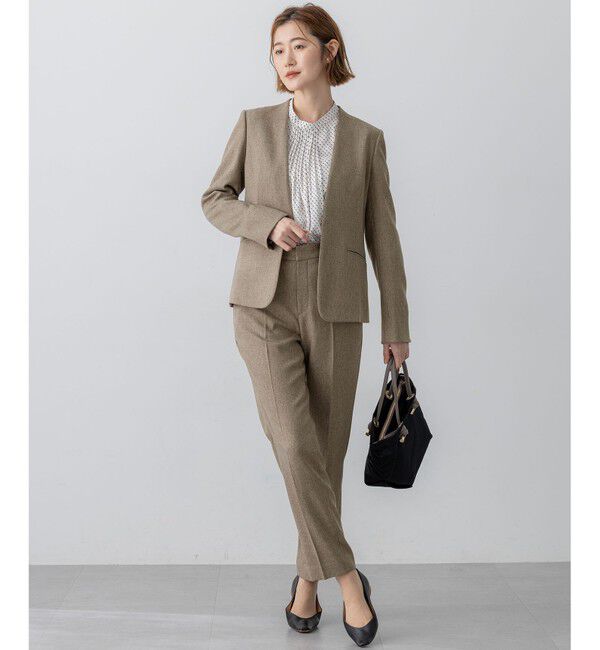 23区「【洗える】ウールライクカルゼ ノーカラー ジャケット」|ノーカラージャケット|