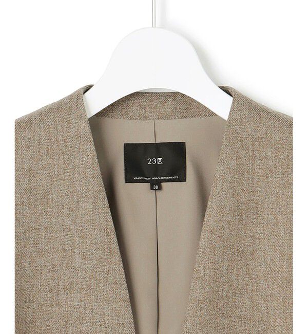 23区「【洗える】ウールライクカルゼ ノーカラー ジャケット」|ノーカラージャケット|