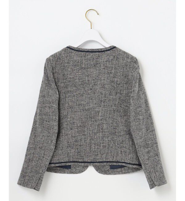 ANY SIS「ミニライトボーダー ジャケット」|ノーカラージャケット|