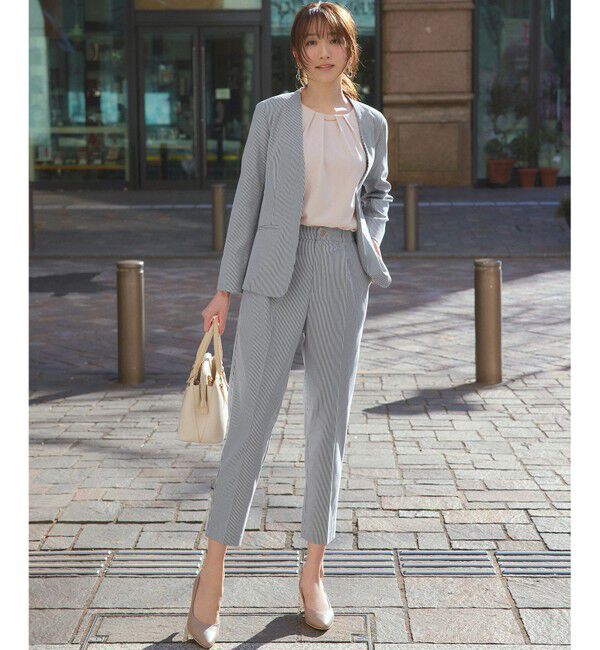 any SiS「【洗える】コードレーンストレッチ ジャケット」|ノーカラージャケット|