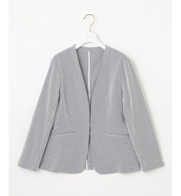 any SiS「【洗える】コードレーンストレッチ ジャケット」|ノーカラージャケット|