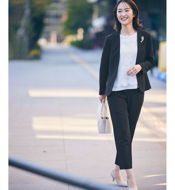 ANY SIS「【セットアップ可】セレモニーダブルクロス カラーレスジャケット」|ノーカラージャケット|