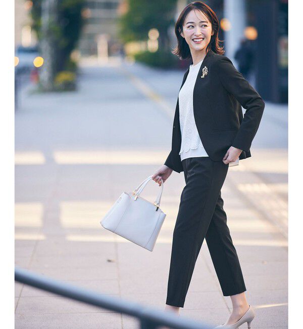 ANY SIS「【セットアップ可】セレモニーダブルクロス カラーレスジャケット」|ノーカラージャケット|