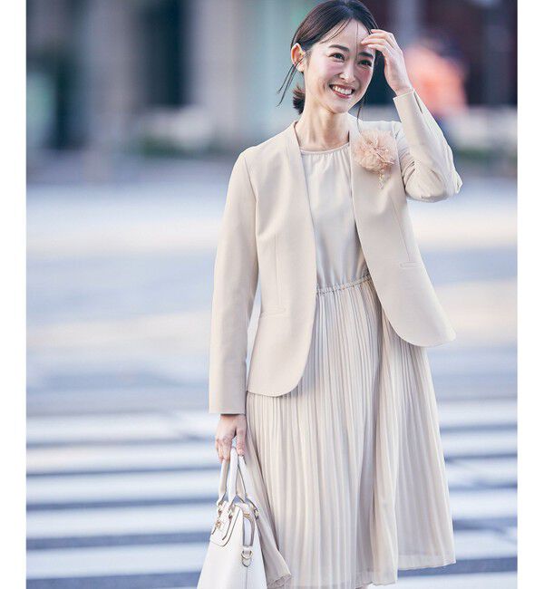 ANY SIS「【セットアップ可】セレモニーダブルクロス カラーレスジャケット」|ノーカラージャケット|