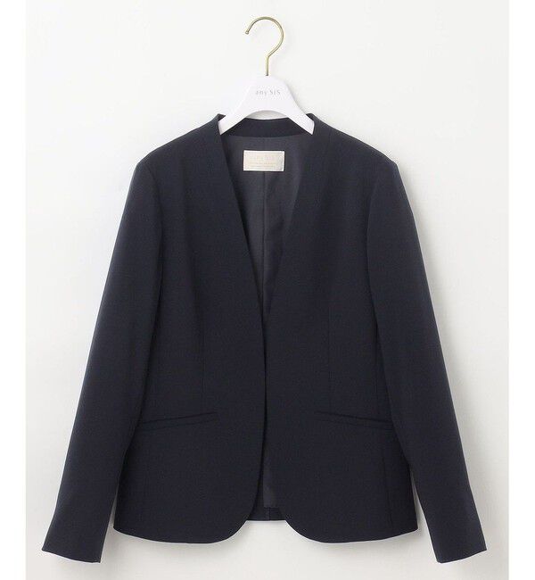 ANY SIS「【セットアップ可】セレモニーダブルクロス カラーレスジャケット」|ノーカラージャケット|